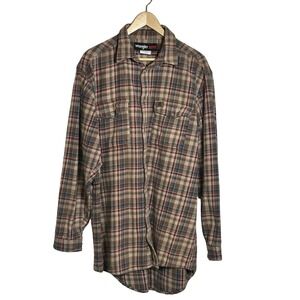 Wrangler Riggs Workwear Flannel Button Up Shirt Men's Size XLT Rugged Farm Ranch